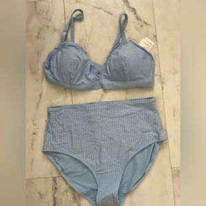 NWT Seersucker High Waisted Bathing Suit